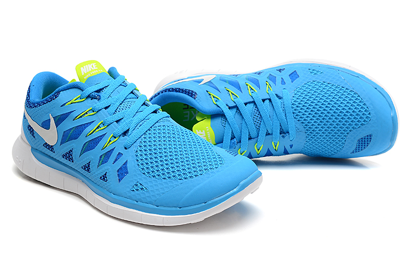 Nouveau Nike Free 5.0 plus les hommes bleus de chaussures de course blanches (1)